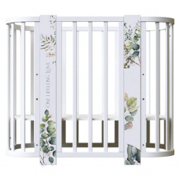 Кровать детская "Indigo "Baby Line" 5 в 1 (ложе 70*100 и 70*140) с поперечным маятником, массив березы листочки
