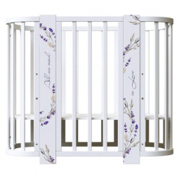 Кровать детская "Indigo "Baby Line" 5 в 1 (ложе 70*100 и 70*140) с поперечным маятником, массив березы листочки