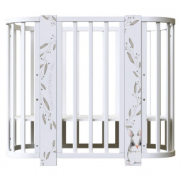 Кровать детская "Indigo "Baby Line" 5 в 1 (ложе 70*100 и 70*140) с поперечным маятником, массив березы листочки